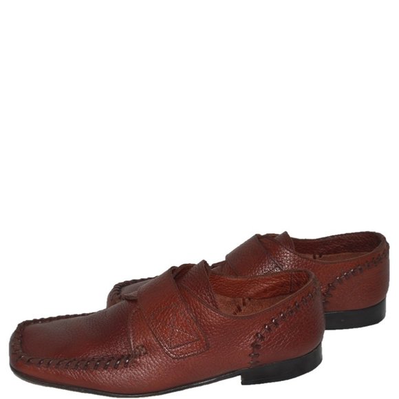 Dolce Gabbana Red Papaya Velcro Square Toe Loafers
